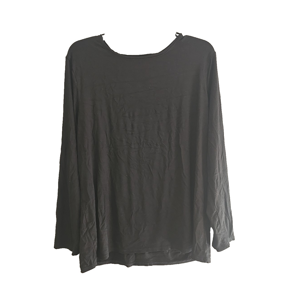 Chico's The Ultimate Tee Black Crew Neck Lightweight Long Sleeve Top Woman Sz XL